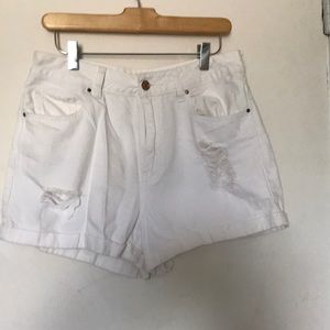 White mom shorts